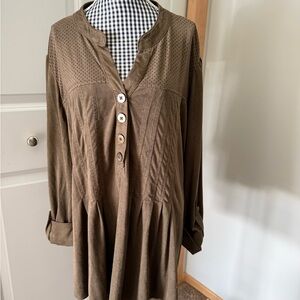 New Directions Army green Perforated Top